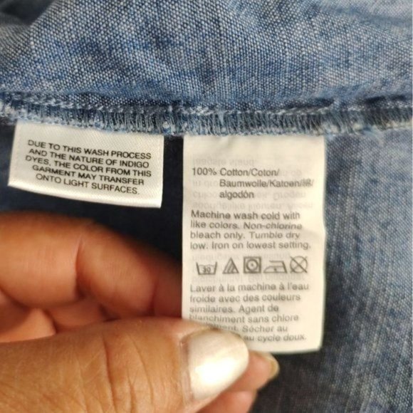 J.Crew Dress 10 Blue Chambray Button-Front Straps Cotton NEW - Picture 12 of 13